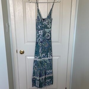 Angie Teal and White Floral Maxi Dress